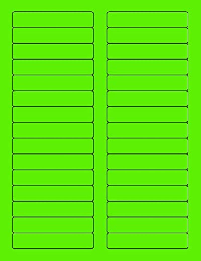 NextDayLabels - 8-1/2 x 11 Neon Color High Light Fluorescent Labels for Laser & Inkjet Printer (Green Fluorescent, 2/3" x 3-7/16" - 30 Per Page | 750 Labels)